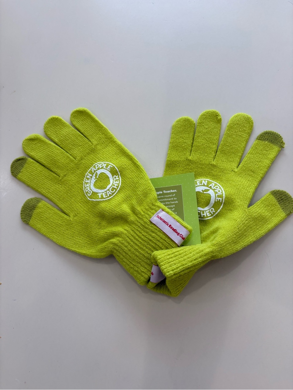 Scholastic Green Apple Teacher Gloves - Lime Green